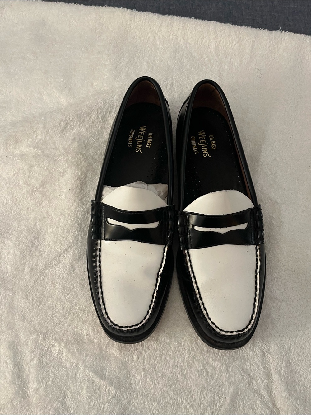 G.H. Bass & Co. Black and White Penny Loafers